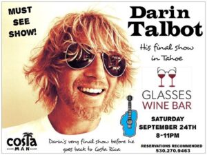Live Music with Darin Talbot (Mr. Tahoe) @ Glasses Wine Bar